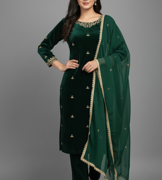 Velvet Collection – Exclusive Winter 3-Piece Pant Pair with Sequins Embroidery