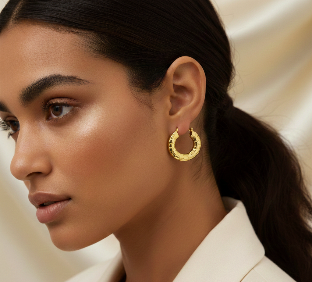 Second image of New Gold Plated Irregular Hoop Earrings