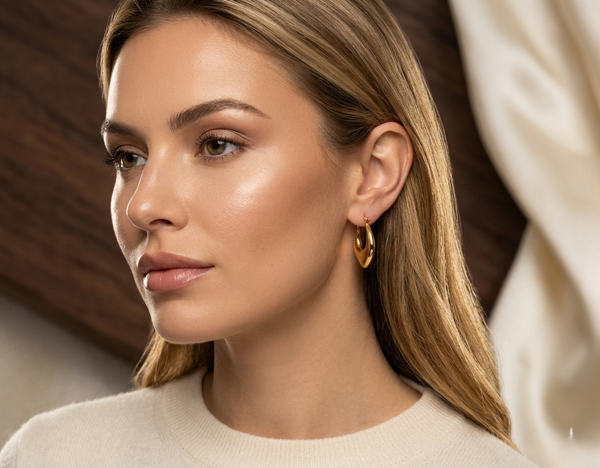 Gold Plated Irregular Hoop Earrings