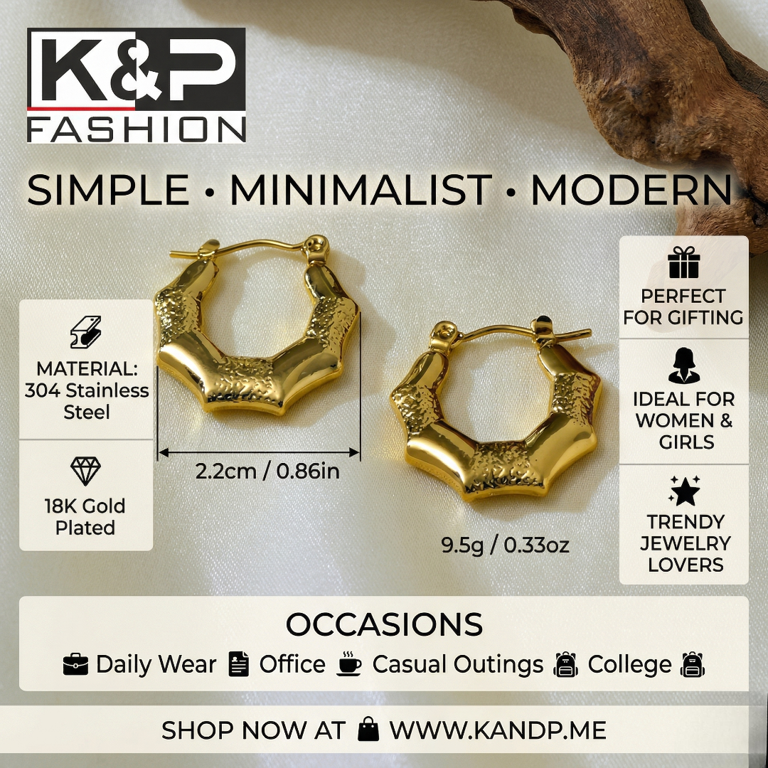 Second image of Gold Plated Irregular Hoop Earrings