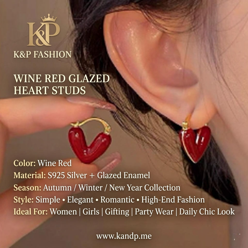 Second image of Red Heart Ear Studs / Ear Clips