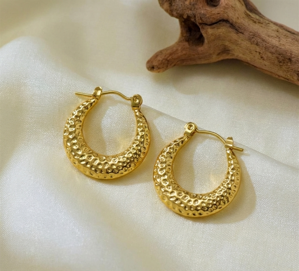 Gold Plated Irregular Hoop Earrings