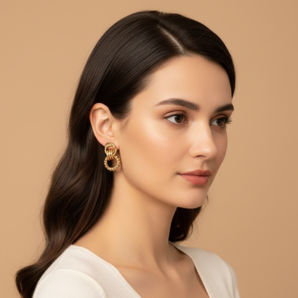 Vintage Geometric Ear Studs Titanium Steel Gold Plated