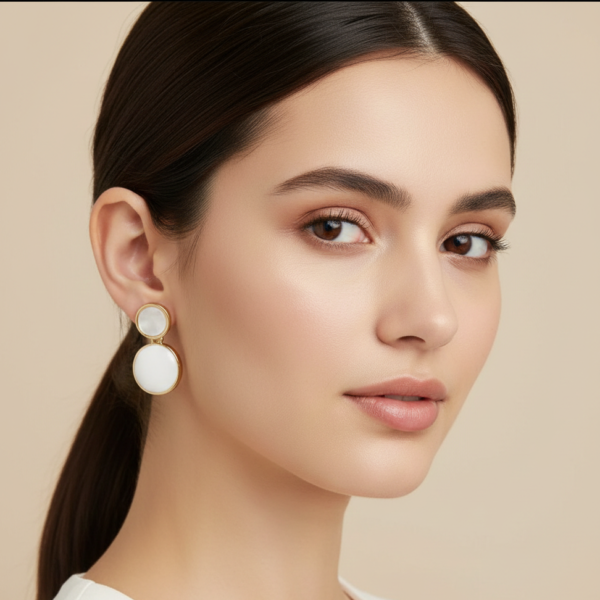Silver Needle Geometric Drop Earrings – Candy Color Oil Finish
