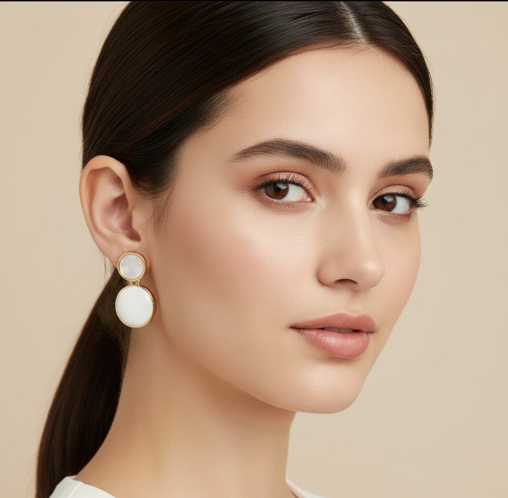 Second image of Silver Needle Geometric Drop Earrings – Candy Color Oil Finish