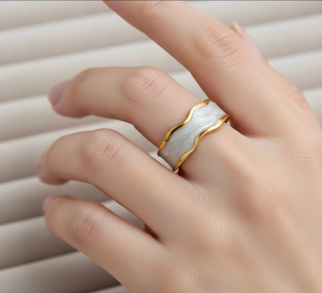 Second image of Stainless Steel Gold Plated Open Ring