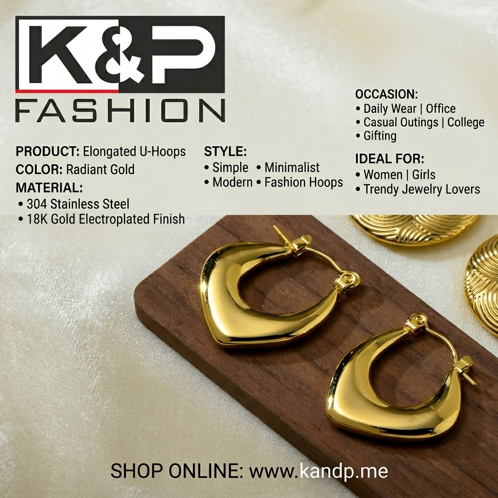 Second image of Gold Plated Irregular Hoop Earrings