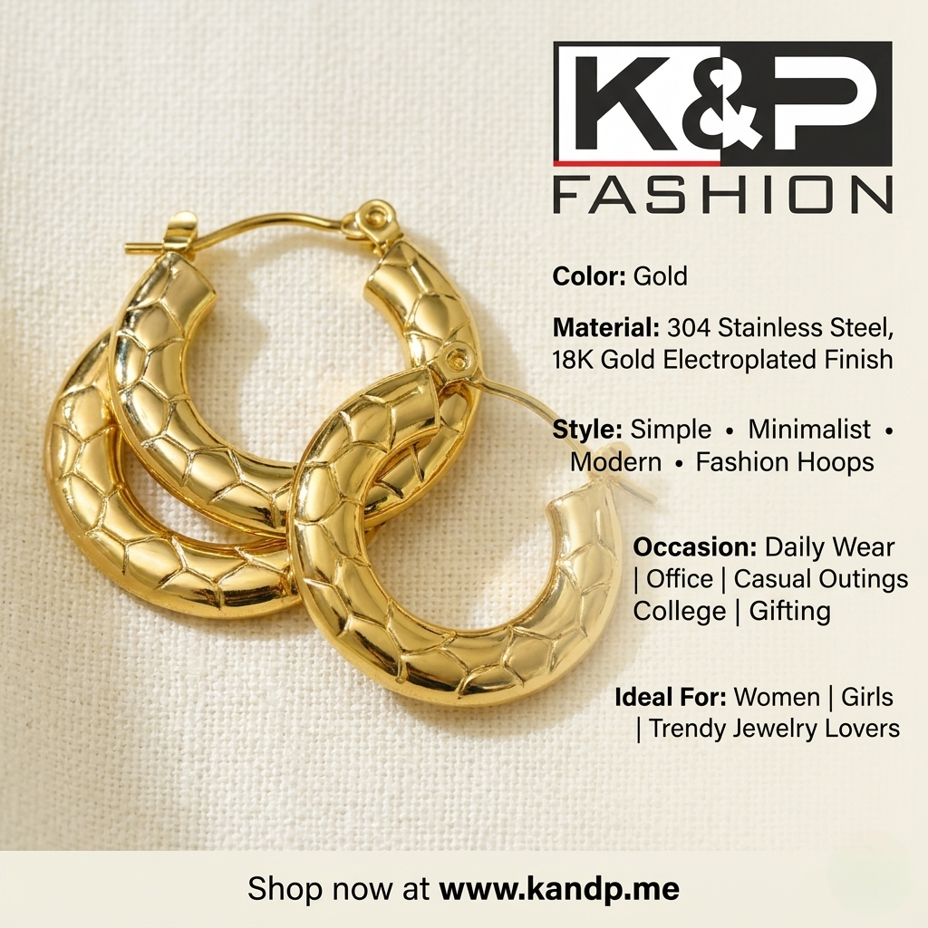 Second image of New Gold Plated Irregular Hoop Earrings