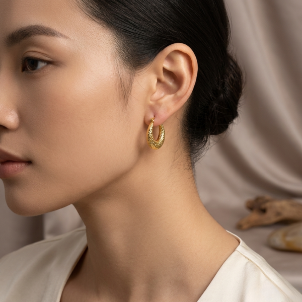 Gold Plated Irregular Hoop Earrings