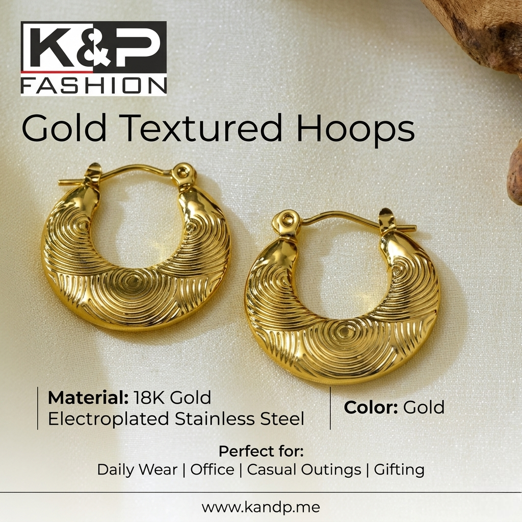 Second image of Gold Plated Irregular Hoop Earrings