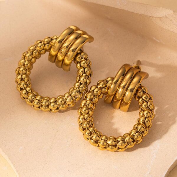 Vintage Geometric Gold Stud Earrings