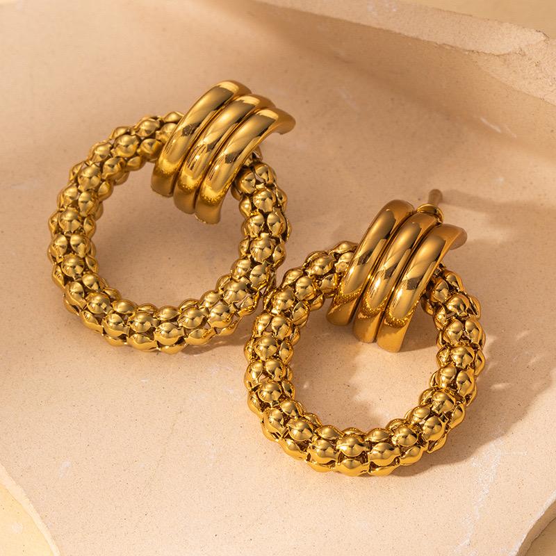 Vintage Geometric Gold Stud Earrings