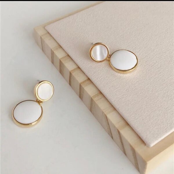 Silver Needle Geometric Drop Earrings – Candy Color Oil Finish