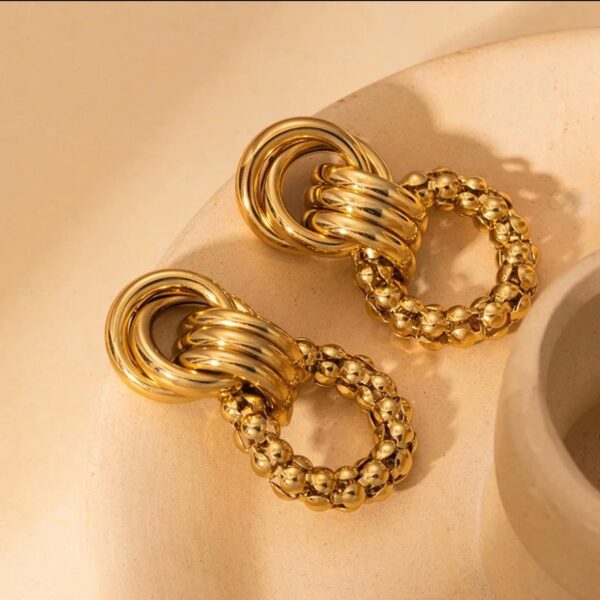 Vintage Geometric Ear Studs Titanium Steel Gold Plated
