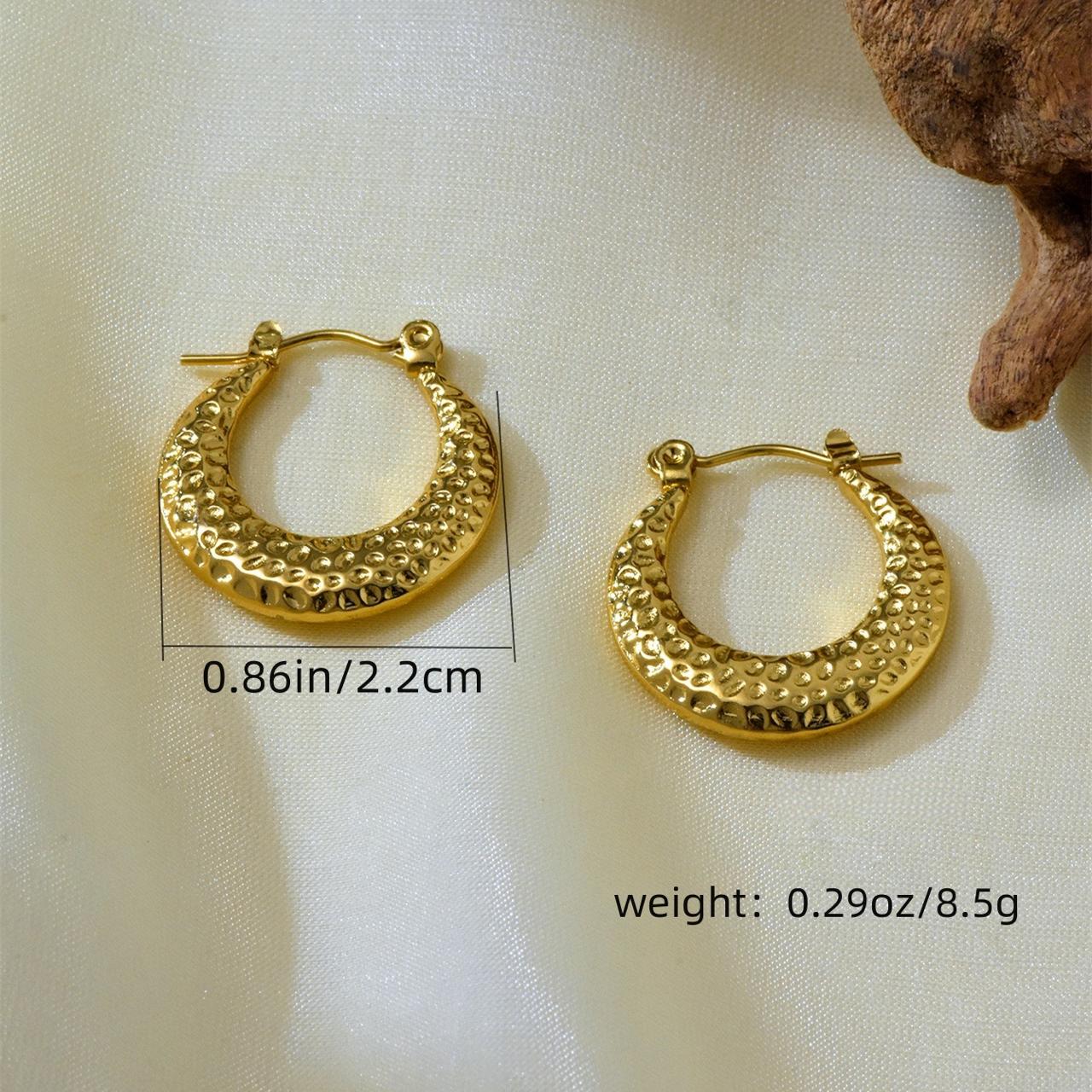 Second image of Gold Plated Irregular Hoop Earrings