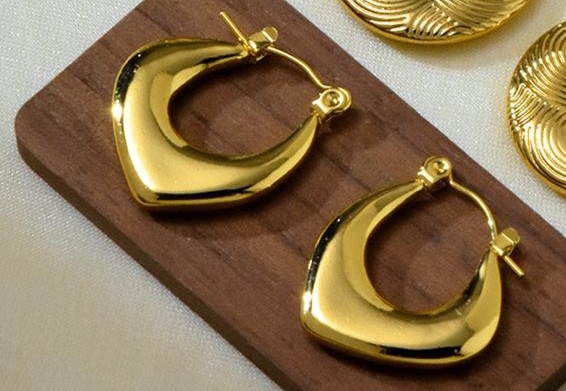 Gold Plated Irregular Hoop Earrings