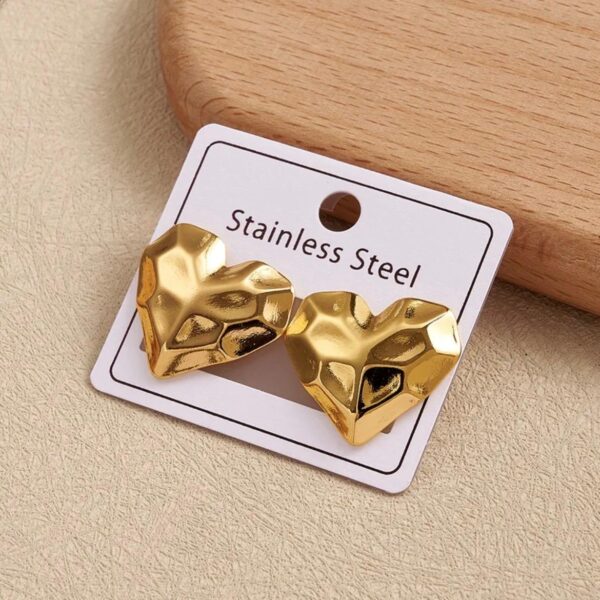 Heart Shaped Gold Stud Earrings