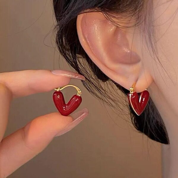 Red Heart Ear Studs / Ear Clips