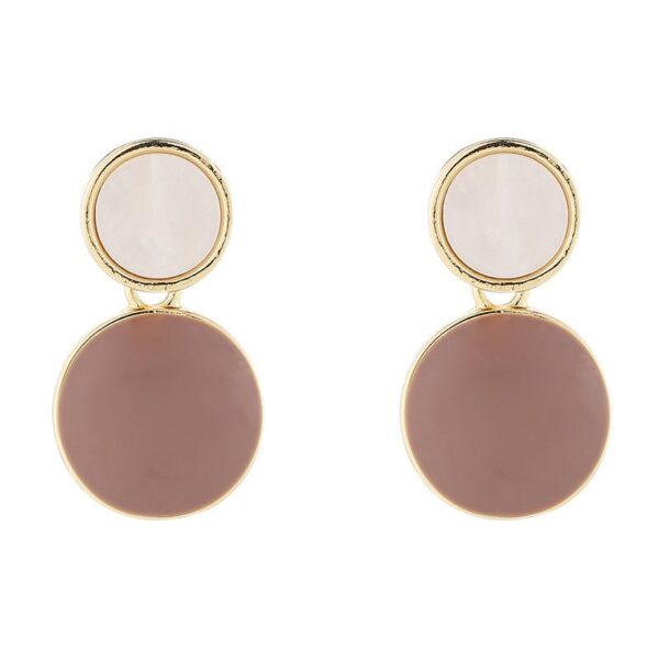 Geometric Candy Color Round Drop Earrings Silver Needle Design