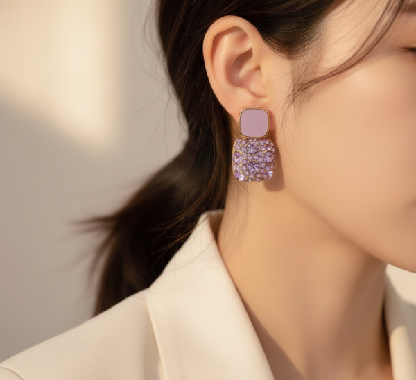 French Vintage Purple Crystal Drop Earrings
