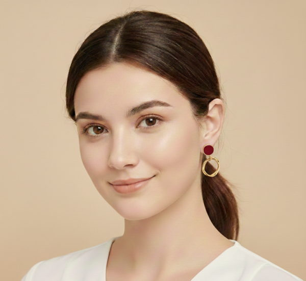 Silver Needle Elegant Red Pearl Drop Earrings
