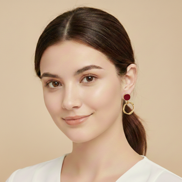 Silver Needle Elegant Red Pearl Drop Earrings Light Luxury Minimal Design