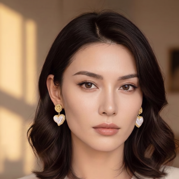 Vintage Heart Pearl Drop Earrings for Women
