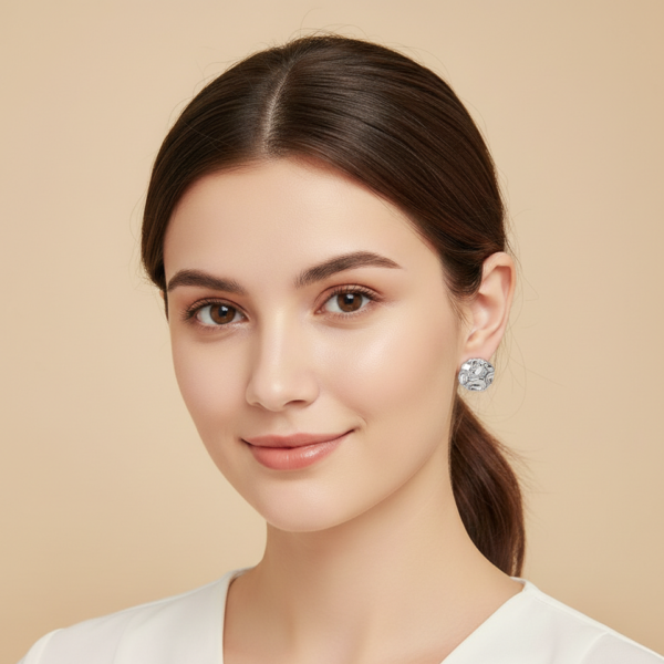 Stainless Steel Irregular Geometric Silver Stud Earrings