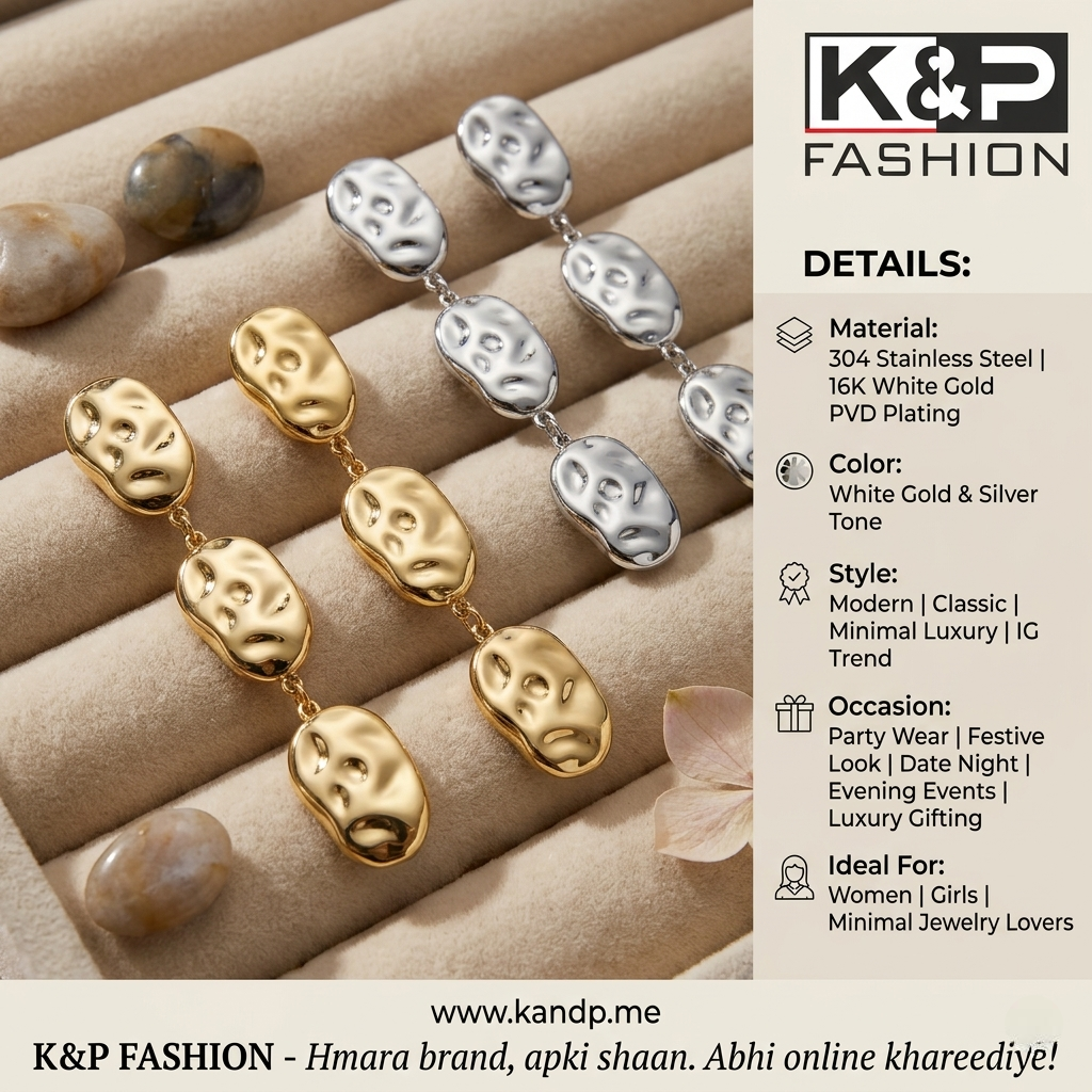 Second image of White Gold PVD Drop Earrings Modern Classic IG Style