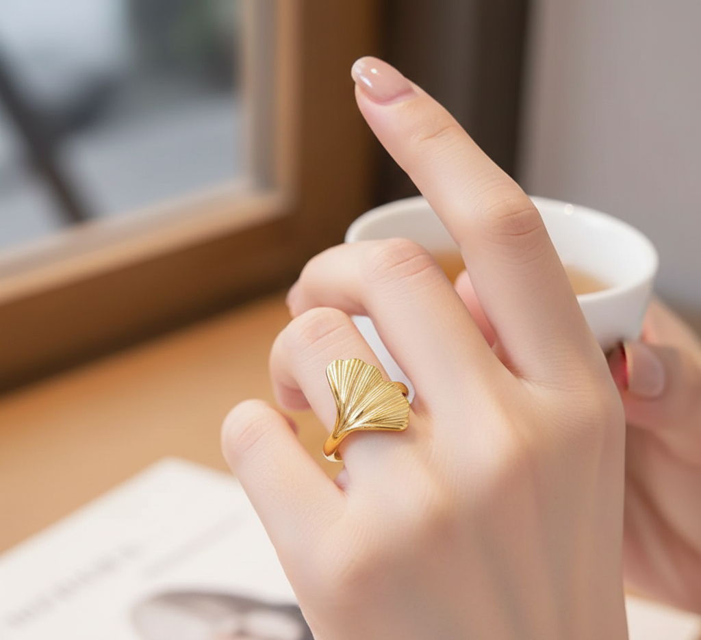 Second image of Geometric Zirconia Titanium Steel Ring for Women