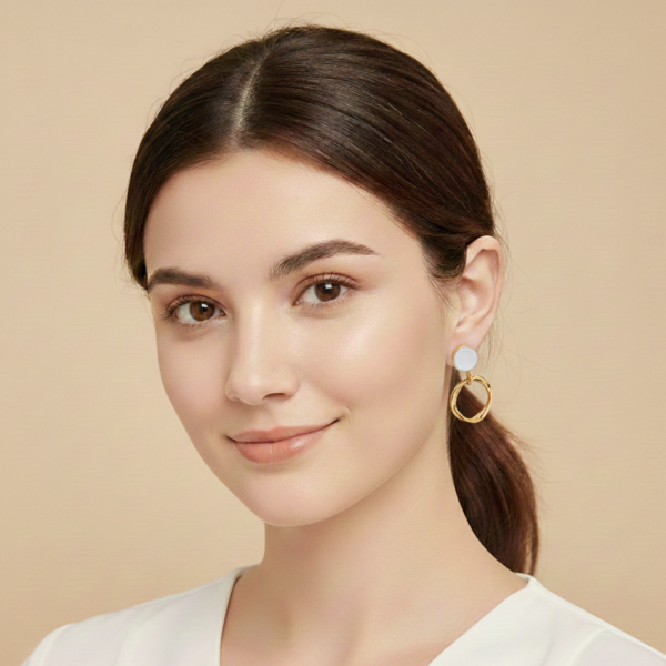 Silver Needle White Pearl Drop Earrings