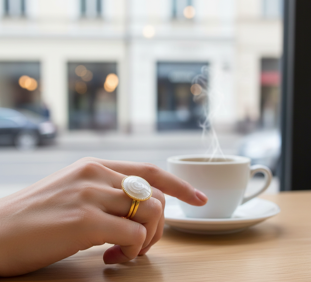 Second image of Stainless Steel Color Retention Diamond Embedded Ring