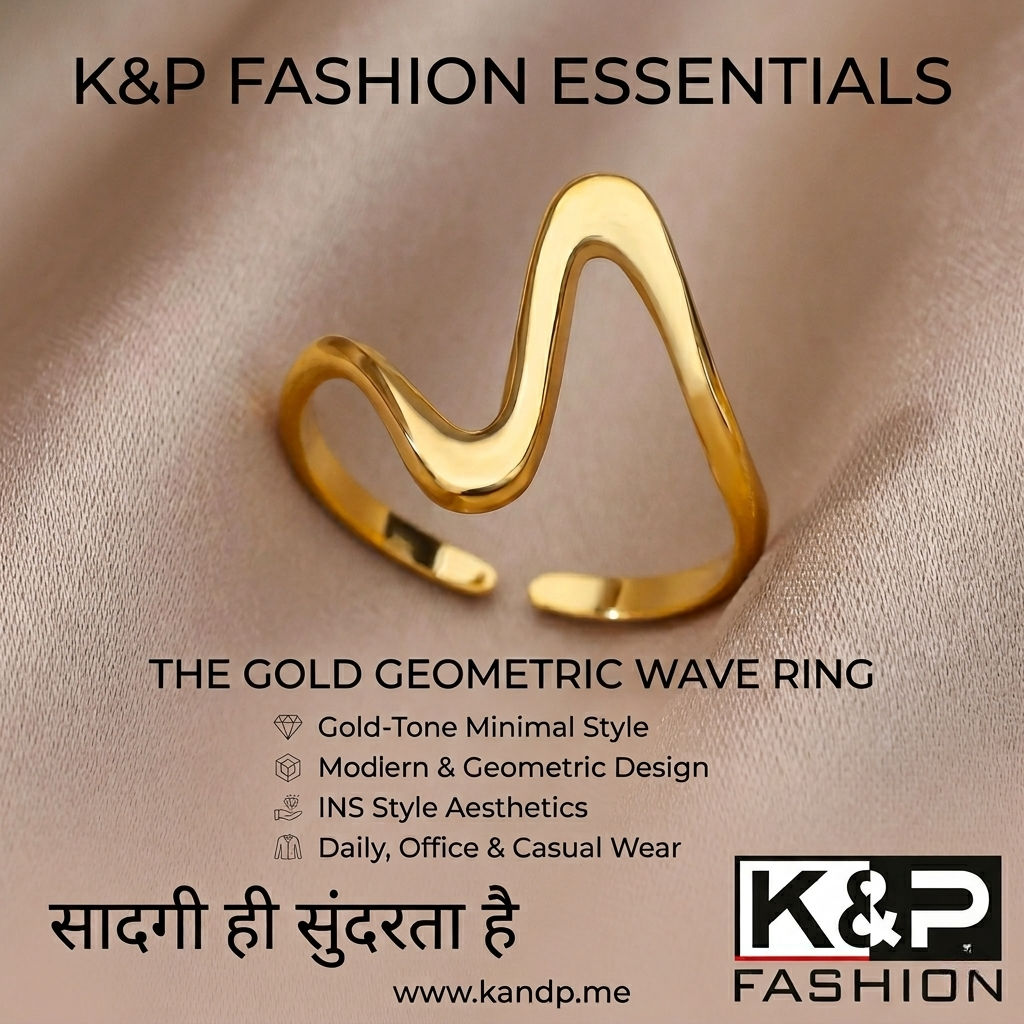 Second image of Minimal Wave Geometric Open Ring Gold Finish Stainless Steel