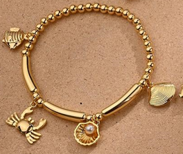 Luxury Ocean Charm Bracelet Gold Bead Chain