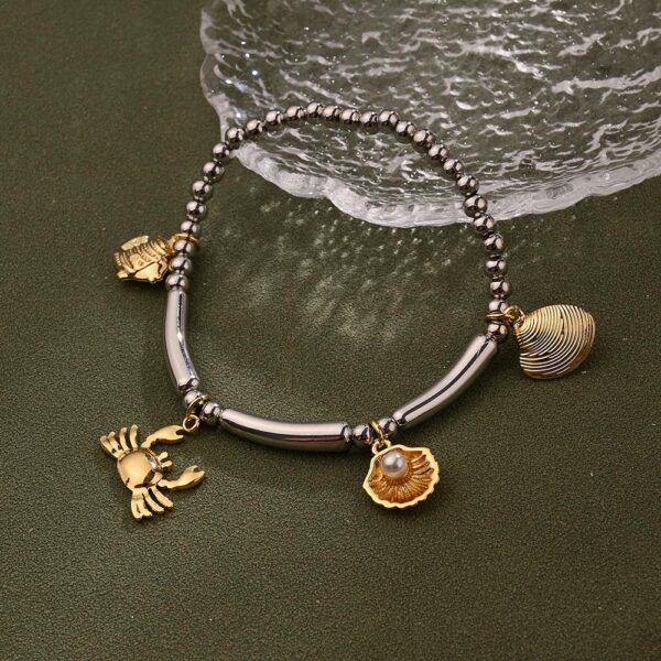 Korean Vacation Style Crab & Shell Charm Bracelet