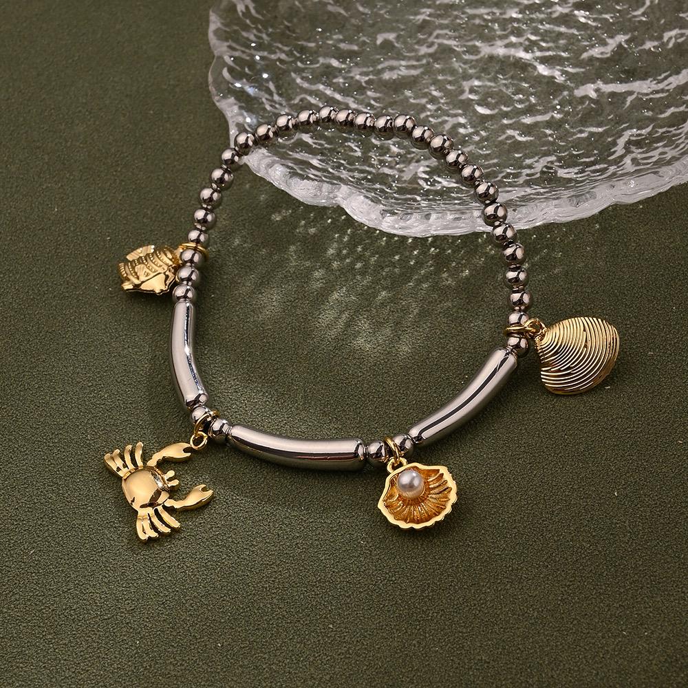 Korean Vacation Style Crab & Shell Charm Bracelet