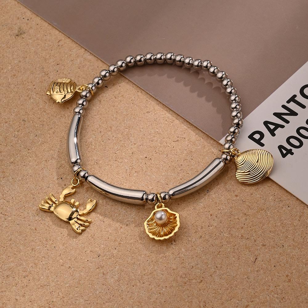 Second image of Korean Vacation Style Crab & Shell Charm Bracelet