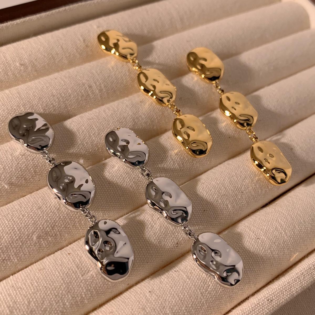 White Gold PVD Drop Earrings Modern Classic IG Style