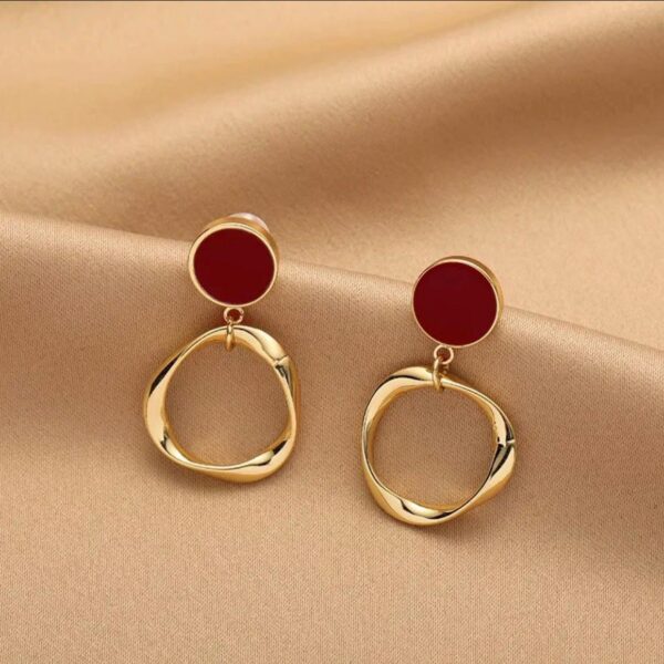 Silver Needle Elegant Red Pearl Drop Earrings Light Luxury Minimal Design