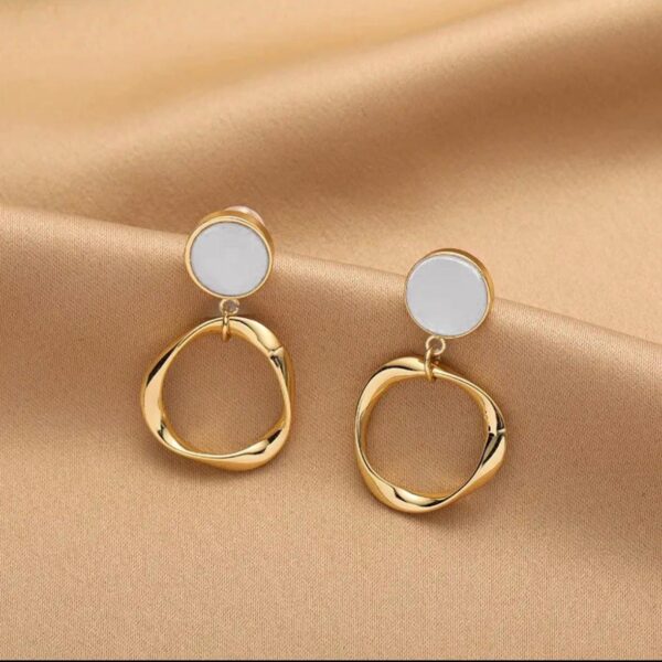 Silver Needle White Pearl Drop Earrings