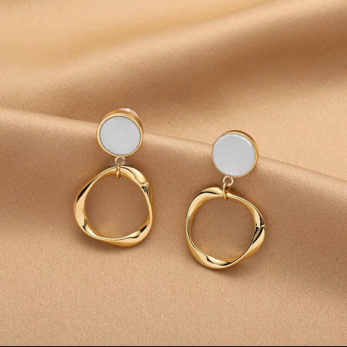 Silver Needle White Pearl Drop Earrings