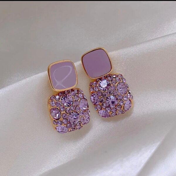 French Vintage Purple Crystal Drop Earrings