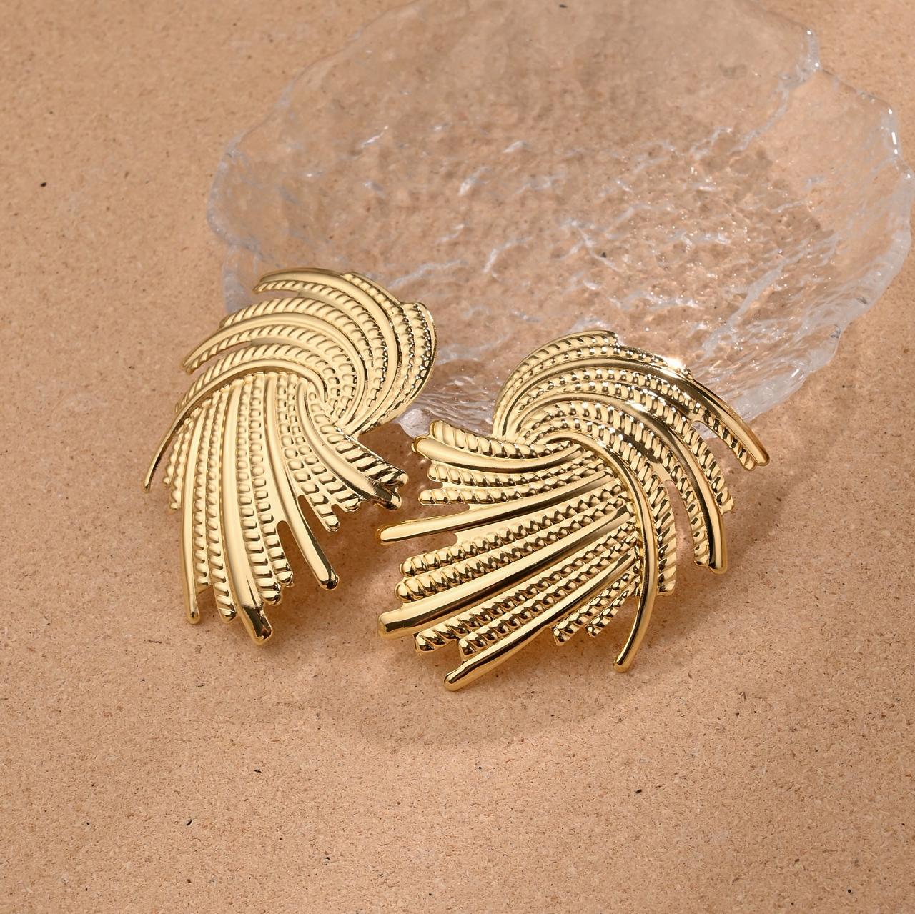 Conch Flower Spiral Ear Studs Stainless Steel