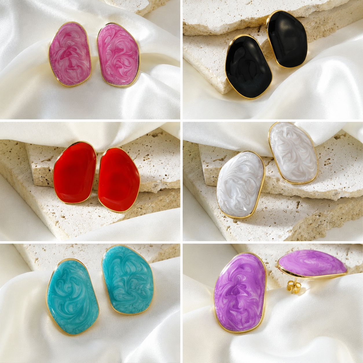Marble Luxe Statement Stud Earrings.
