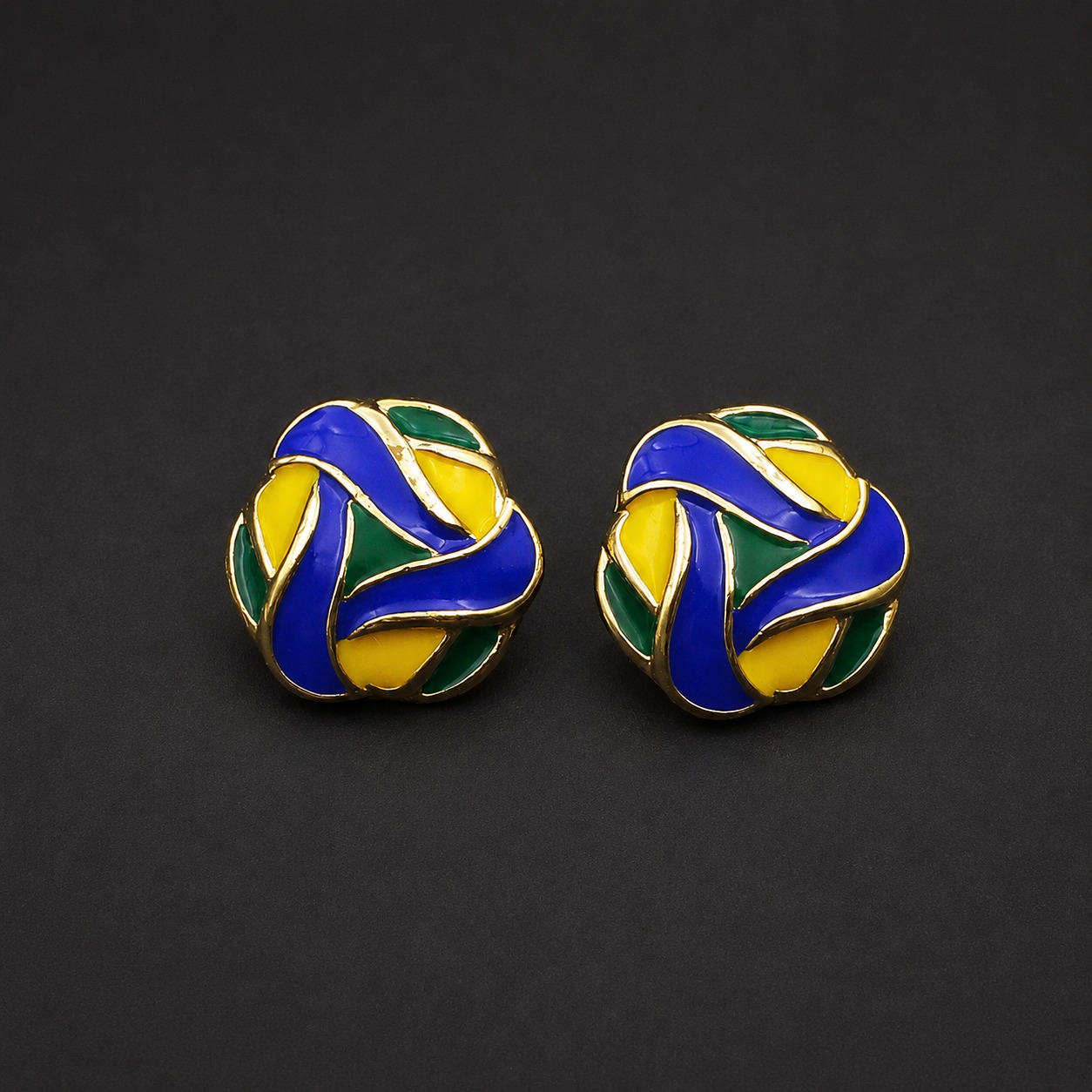 Second image of Multicolor Knot Enamel Stud Earrings
