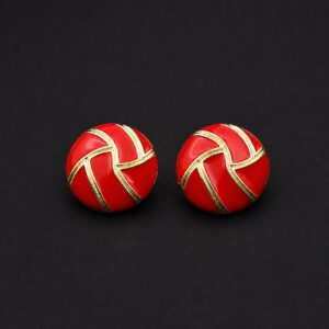 Red Geometric Enamel Stud Earrings for Women