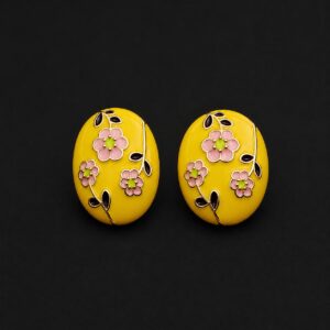 stud earrings, trendy jewelry, oval earrings, floral jewelry, summer earrings, colorful earrings for women