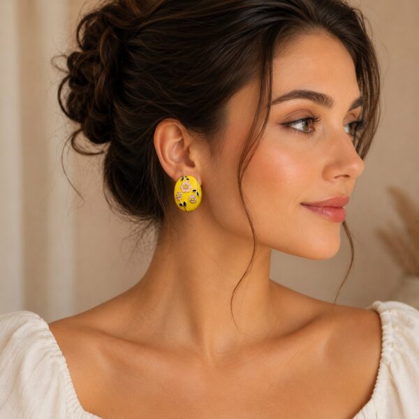 stud earrings, trendy jewelry, oval earrings, floral jewelry, summer earrings, colorful earrings for women
