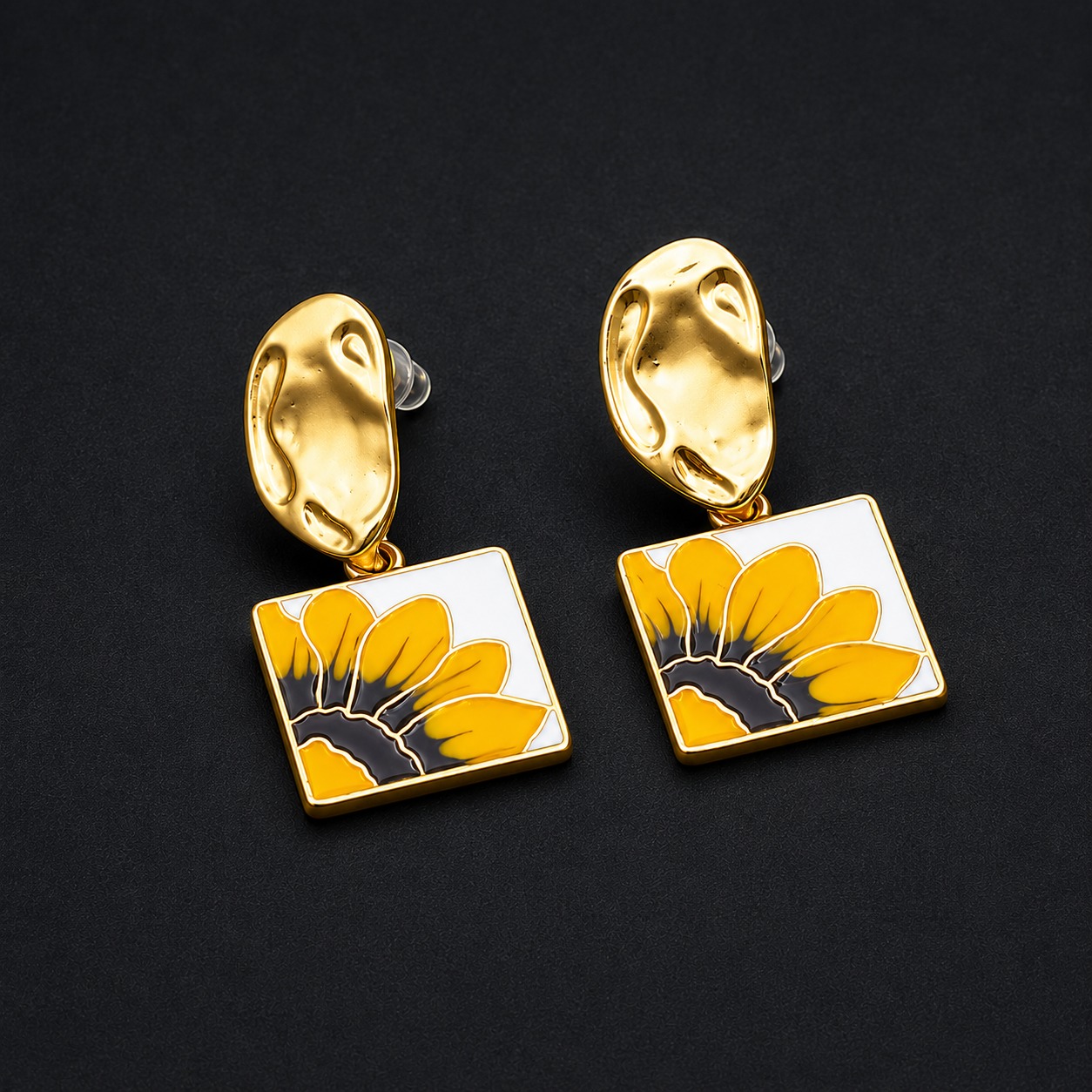Second image of Sunflower Square Drop Earrings for Women