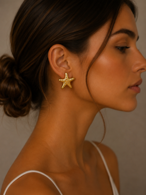 K&P Fashion Gold Starfish Stud Earrings for Women
